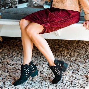 Matt Distressed Black Cut Out Sides Ankle Booties